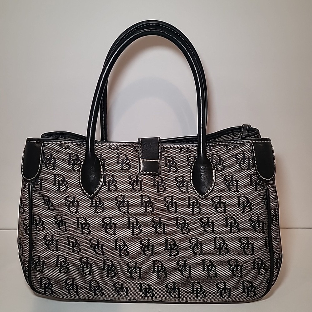 DOONEY & BOURKE Gray and Black Silver Buckle Signature Satchel Purse - Picture 2 of 9